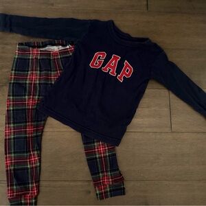 GAP Kids Navy and Red Plaid Pajama Set
